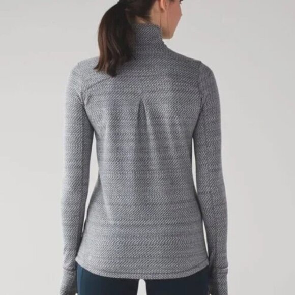Lululemon Outrun 1/2 Zip Hazy Heather Heathered White Heathered Black | … - Picture 2 of 7